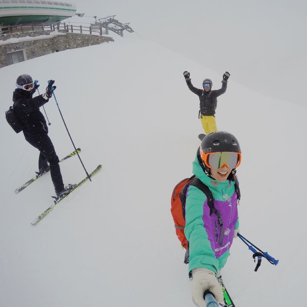 De laatste lift naar boven. Wat is ski\u00ebn hier fijn!