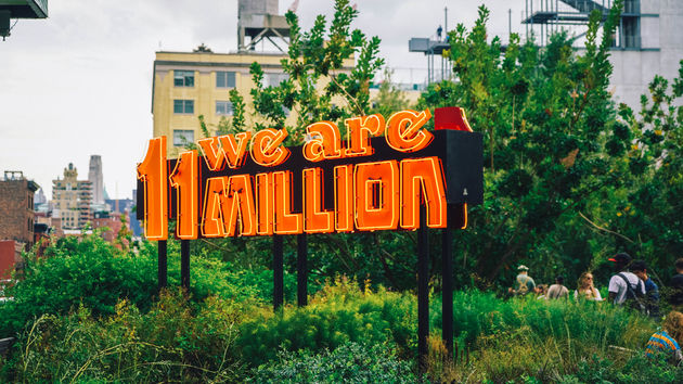 Het aantal inwoners in New York, daar merk op High Line Park minder van