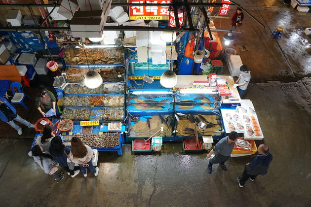 Noryangjin Vismarkt van bovenaf