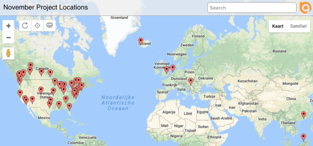 Alle locaties waar je op dit moment mee kan doen aan een November Project