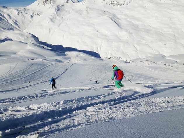 Lekkere afdaling door de verse sneeuw