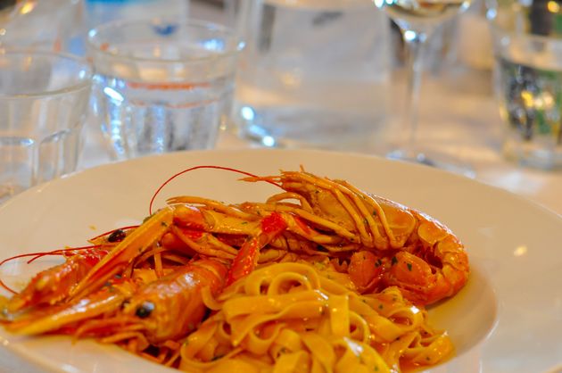 Smullen van pasta met gamba`s