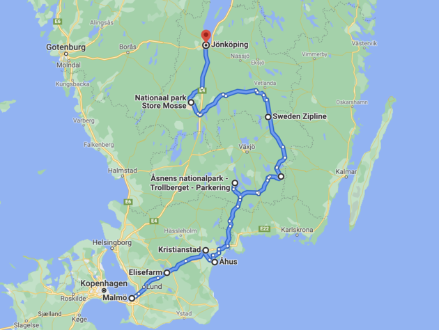 <em>Route voor een roadtrip door het zuiden van Zweden<\/em>