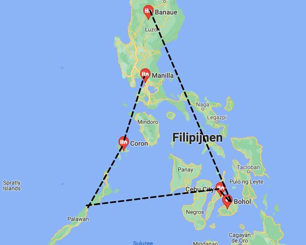<em>De route voor een rondreis door de Filipijnen.<\/em>