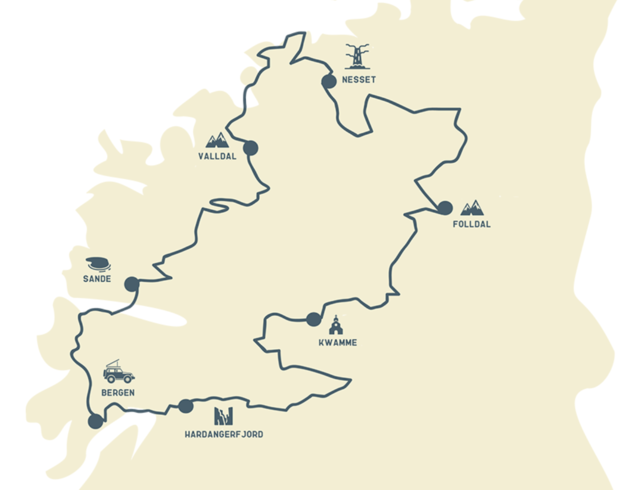 De route van Nordic Nomads door Noorwegen