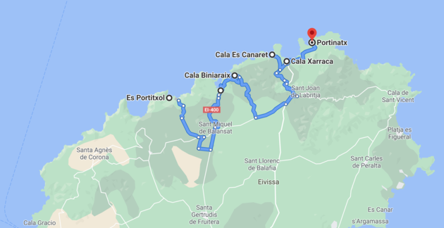 De perfecte route om de noordkust van Ibiza te ontdekken. Bekijk de route in <a rel=\