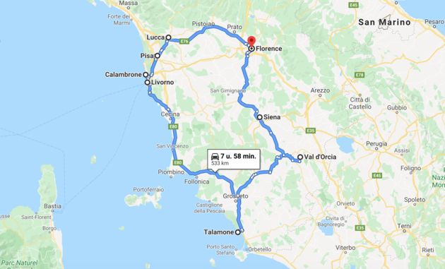 De perfecte route voor een roadtrip door Toscane - bekijk de route <a rel=\