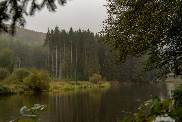 In de regen is het een haast mysterieuze omgeving