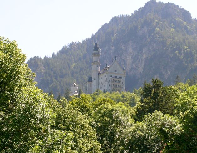 Slot Neuschwanstein vanaf de straten van Hohenschwangau
