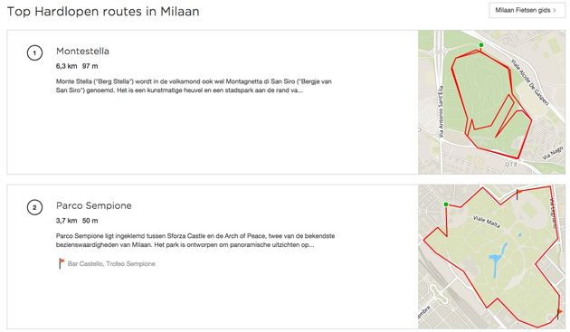 Twee hardlooproutes in Milaan