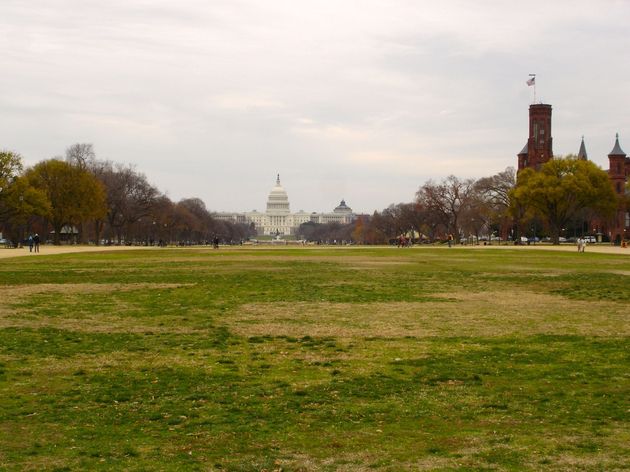 The National Mall op een bewolkte dag in de winter