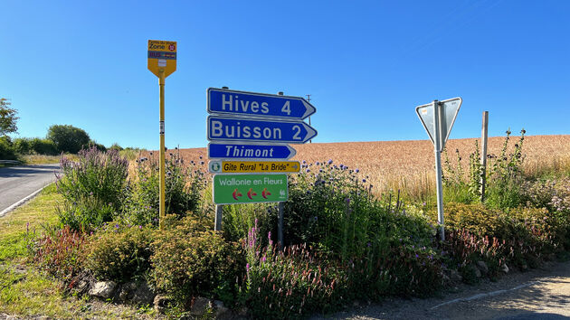 Het landschap van dit deel van de route, terecht staat er een bordje `Wallonie en fleur`