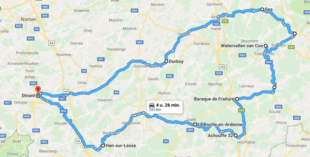 De langere roadtrip die je ook naar Han sue Lesse en Dinant brengt