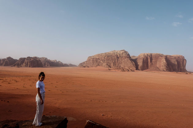 Ons uitzicht bij het Wadi Rum Bedouin Camp