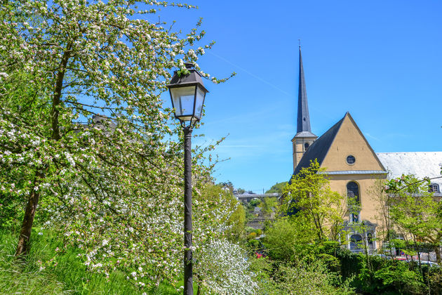 Een van de mooie groene uitzichten tijdens onze wandeling door de Grund