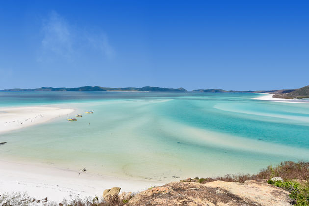 Uitkijken over Whitehaven Beach