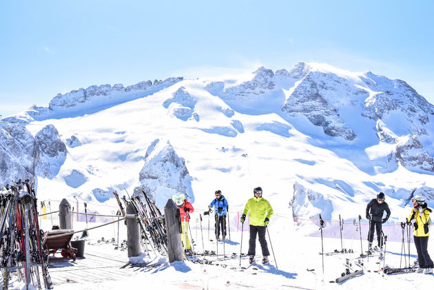 Deze stralende dag is perfect voor de Sella Ronda - al is het wel wat druk