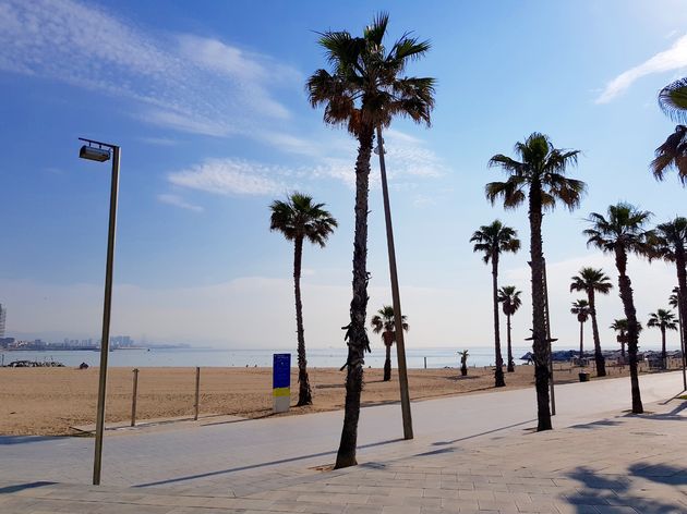 Het meest zuidelijke plekje van het strand in Barcelona de Barceloneta